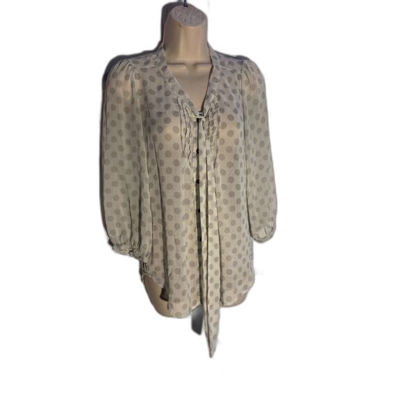 Xhiliration White Polka Dot Button Shirt XS - Picture 1 of 6